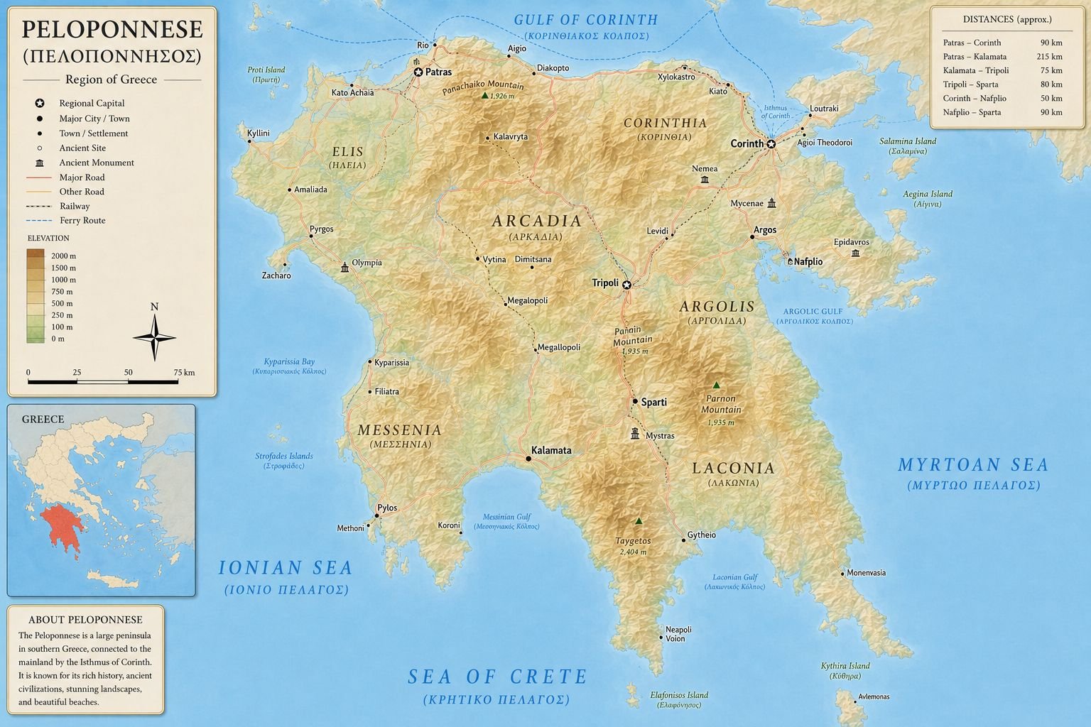 Peloponnez (Mora) – Mitlerin, Tarihin ve Doğanın Yarımadası
